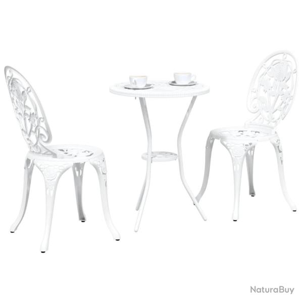 Ensemble de Bistro de Jardin 3 Pi�ces en Aluminium Blanc