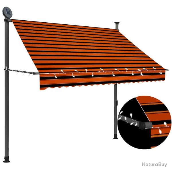 Auvent manuel r�tractable avec LED 200 cm Orange et marron