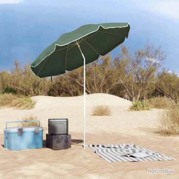 Parasol de plage avec poteau en m�tal, vert 161 x 193 cm en polyester.