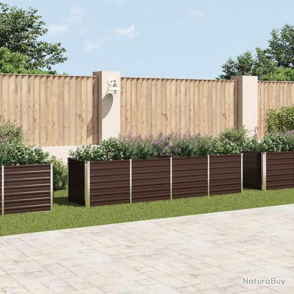 Lit sur�lev� de jardin Marron 320x80x77 cm Acier galvanis�