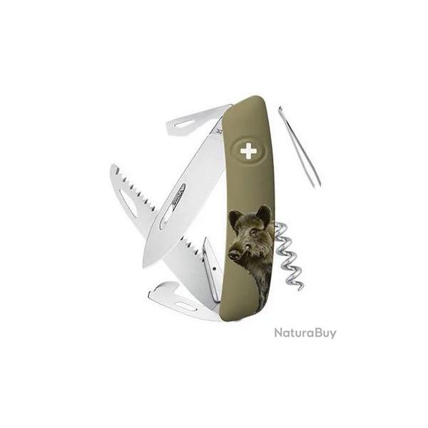COUTEAU PLIANT SANGLIER SWIZA 12 FONCTIONS OLIVE (ZD05SAN)