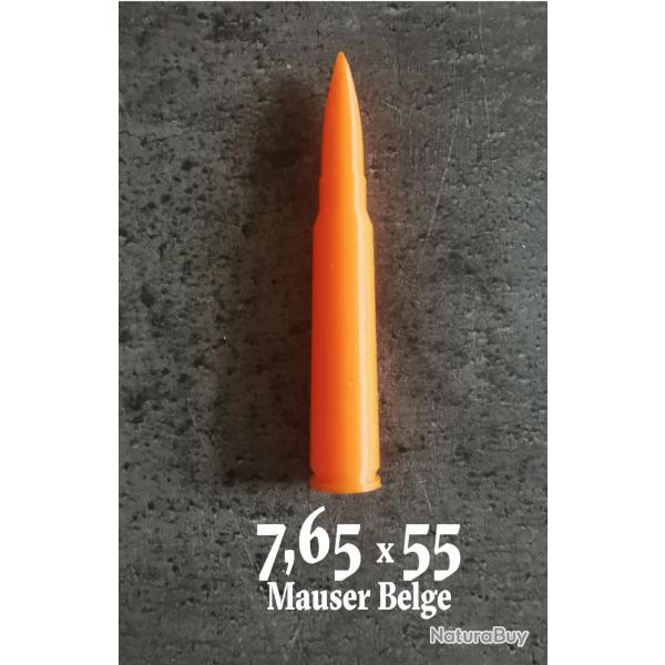 Lot de 3 Douilles Amortisseur, tir  sec 7,65 x 55 Mauser Belge