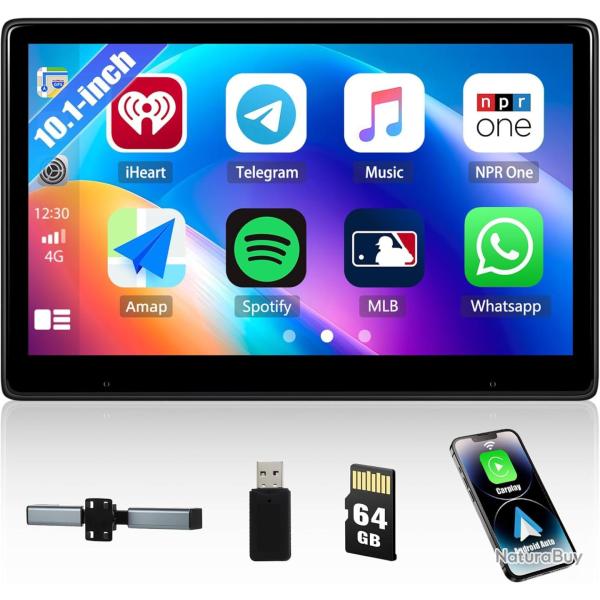 Moniteur D'appuie-t�te 10.1 Pouces avec Carplay sans Fil Android Auto, �cran Tactile IPS HD Display
