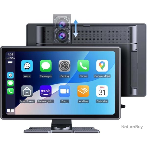 �cran CarPlay Voiture 9" HD IPS sans Fil Tactile Compatible avec Apple CarPlay et Android Auto,Super