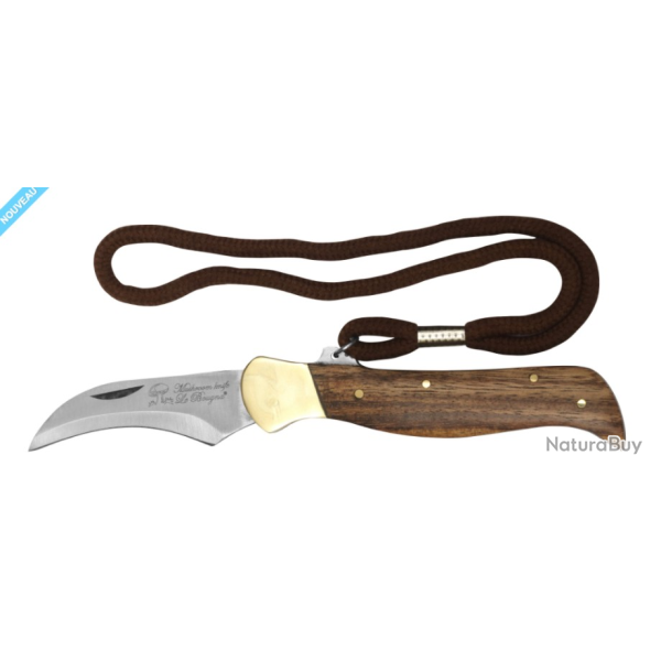 Couteau � champignon - Bois d'acacia + �tui cuir (2)