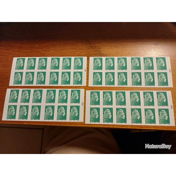 4 carnets de timbres verts neufs collection