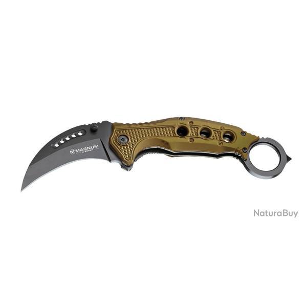 Bker Magnum Couteau Black Scorpion - Lame 76mm - Manche Aluminium - Clip - Anneau