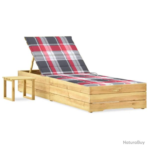 Transat chaise longue bain de soleil lit de jardin terrasse meuble d'ext�rieur avec table et coussi