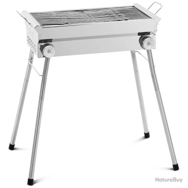 Barbecue au charbon de bois avec tablette rabattable 43 x 25 cm acier galvanis� acier inoxydable ar