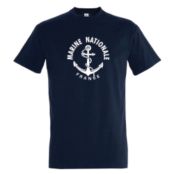 T shirt bleu marine Marine Nationale coton 190gr m2