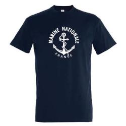 T shirt bleu marine Marine Nationale coton 190gr m2