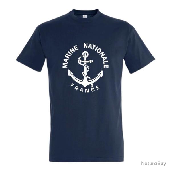 T shirt bleu marine de la Marine Nationale Coton 190g