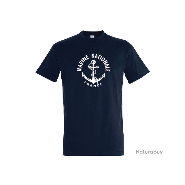 T shirt bleu marine Marine Nationale coton 190gr m2