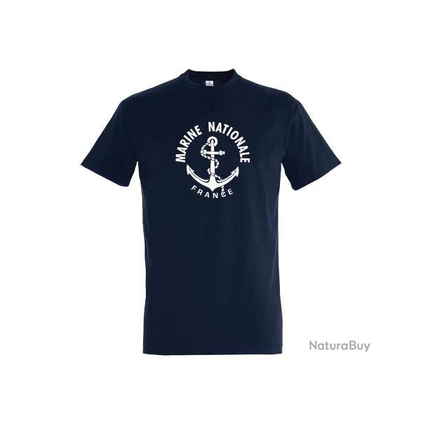 T shirt bleu marine Marine Nationale coton 190gr m2
