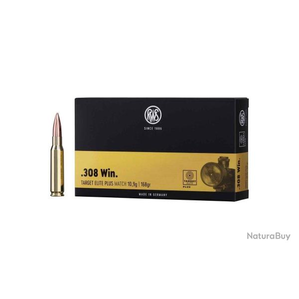 Cartouches RWS 308WIN TARGET ELITE PLUS calibre 308 win 168grs 10.9g x20