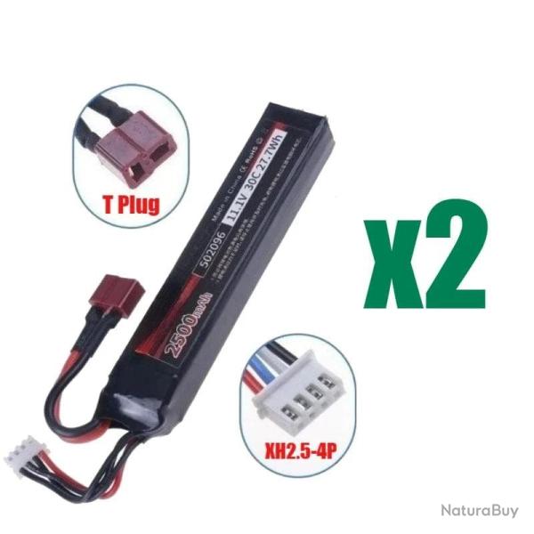 Batterie Lipo 11.1V 2500mAh LISM - 2pcs T battery 11.1V