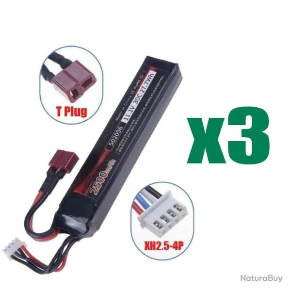 Batterie Lipo 11.1V 2500mAh LISM - 3pcs T battery 11.1V