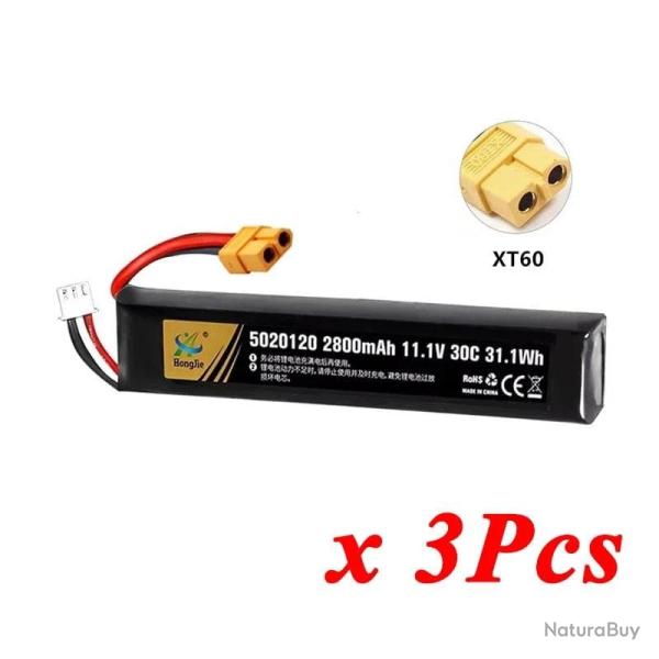 Batterie Lipo 7.4V 11.4V 2500mAh 2800mAh 2S 3S TERANTY - 3S 2800mAh XT60 3pcs