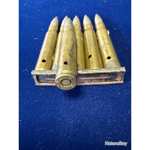 clip de 5 cartouches pour mauser  7,57 mm  inertes et d�militaris�es  w w 2