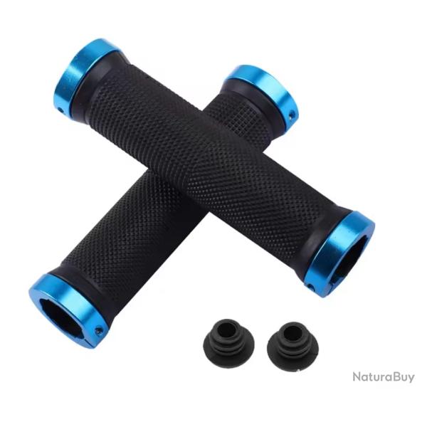 Poignes de Vlo BMX / VTT - Serrage Bilatral Aluminium & Caoutchouc Antidrapant Bleu