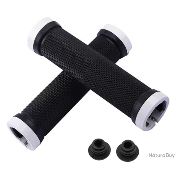 Poignes de Vlo BMX / VTT - Serrage Bilatral Aluminium & Caoutchouc Antidrapant Blanc