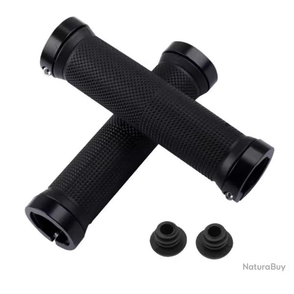 Poignes de Vlo BMX / VTT - Serrage Bilatral Aluminium & Caoutchouc Antidrapant Noir