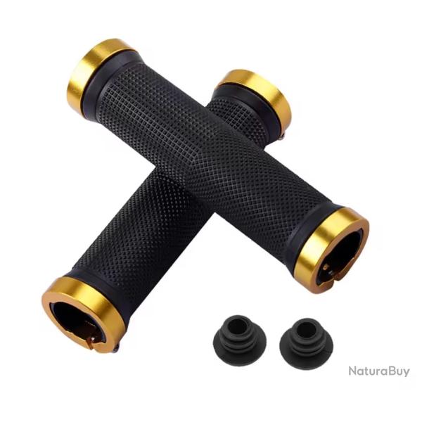 Poignes de Vlo BMX / VTT - Serrage Bilatral Aluminium & Caoutchouc Antidrapant Or