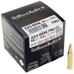 Cartouches SELLIER & BELLOT calibre 223 rem 55grs 3.6g fmj x100