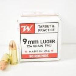 Cartouches WINCHESTER calibre 9 LUGER SUPER X 124grs FMJ x50