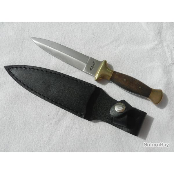 belle dague de chasse L�opard longueur 23,5 cm avec son �tui cuir