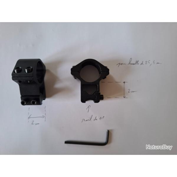 collier pour optiques de 25.4 mm avec rail picatinny 11 mm