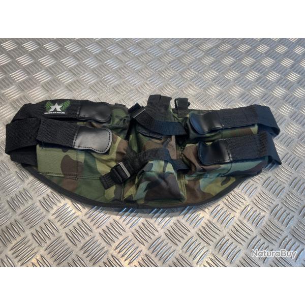 Harnais ceinture pour 4 pots billes et 1 bouteille air camo annex pour paintball neuf