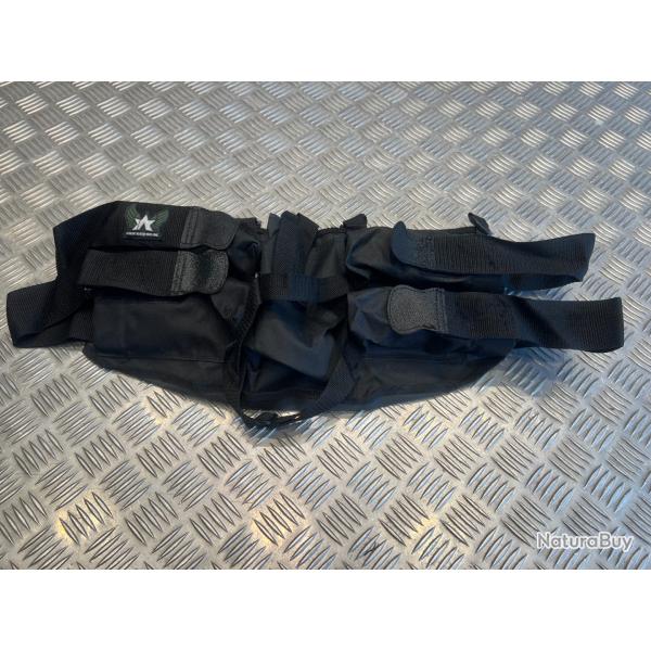 Harnais ceinture pour 4 pots billes et 1 bouteille air noir annex pour paintball