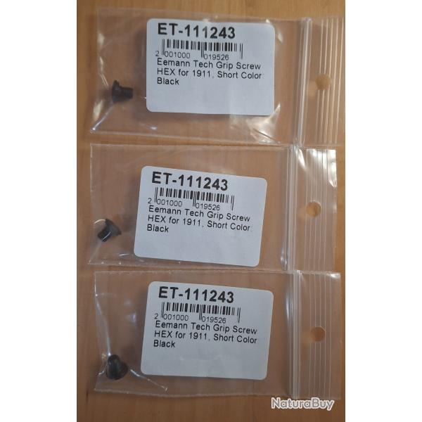 Vis courtes Hex Eemann tec pour plaquette pistolet 1911