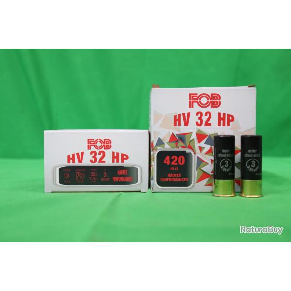 LOT DE 2X BOITES-25 CARTOUCHES CALIBRE 12 FOB HV 32 HP