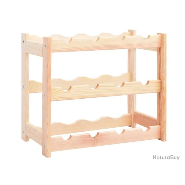 Casier  bouteilles 12 bouteilles pinde bois brut 43 x 25 x 38 cm rangement pratique durable