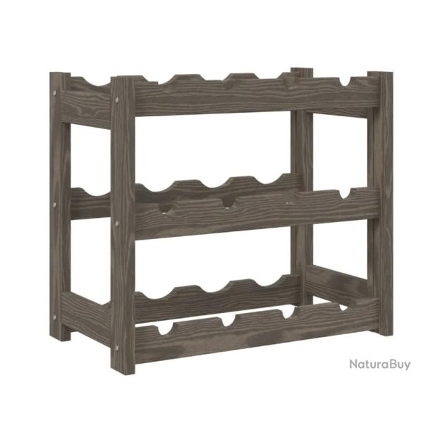 Casier  bouteilles 12 bouteilles gris bois de pin massif 43 x 25 x 38 cm rangement pratique durable