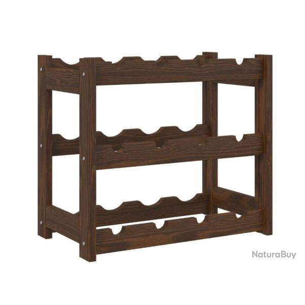Casier  bouteilles 12 bouteilles marron bois de pin massif 43 x 25 x 38 cm rangement pratique durab