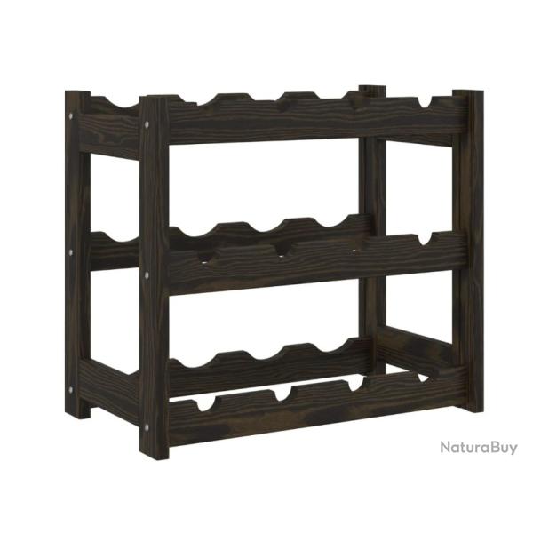 Casier  bouteilles 12 bouteilles noir bois de pin massif 43 x 25 x 38 cm rangement pratique durab