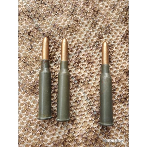 lot de 3 cartouches de 6,5x53R MANNLICHER HOLLANDAIS  �tui acier fabrication sous contr�le Allemand