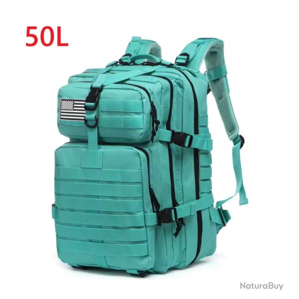 Sac � dos tactique cyan 50L - trekking, randonn�e, bushcraft, sport outdoor solide imperm�able