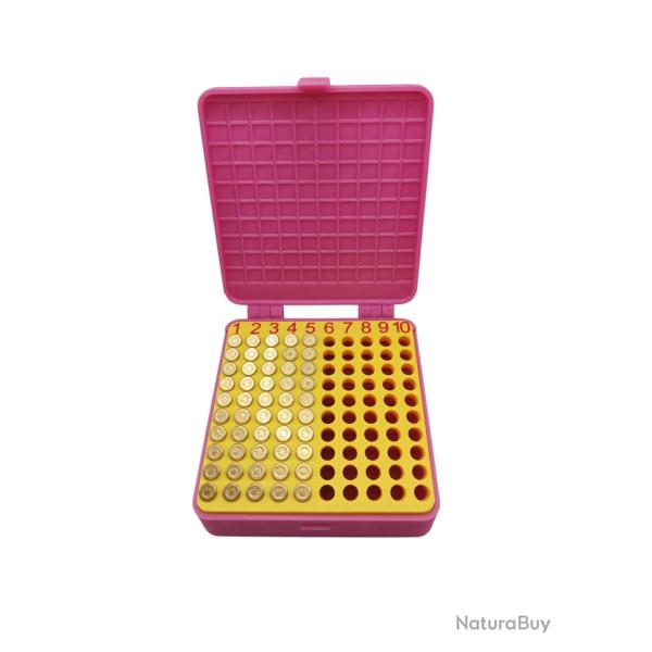 boite a munitions 22Lr X100 pour match ou loisirs couleur rose