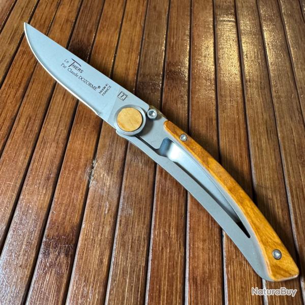 COUTEAU PLIANT LE THIERS FRANCE CLAUDE DOZORME BOIS D'OLIVIER