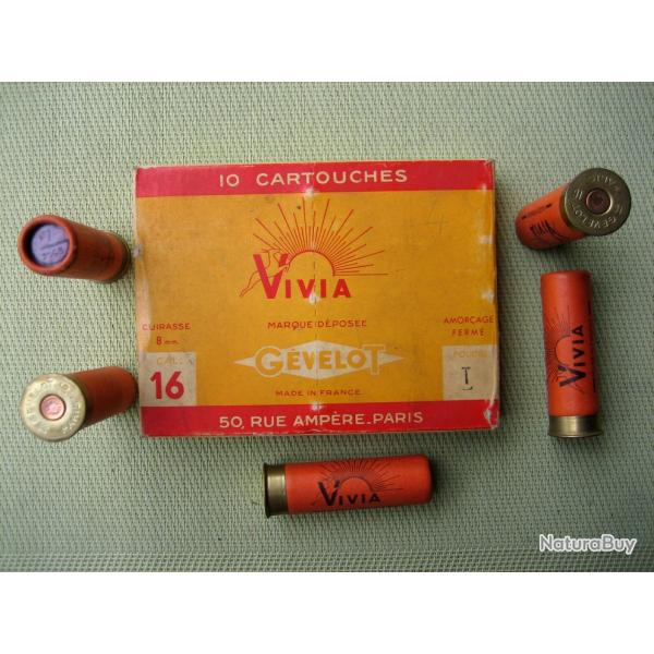Collection ou usage...  Lot de 5 cartouches cal 16 de marque Gevelot mod�le Vivia plomb No 7