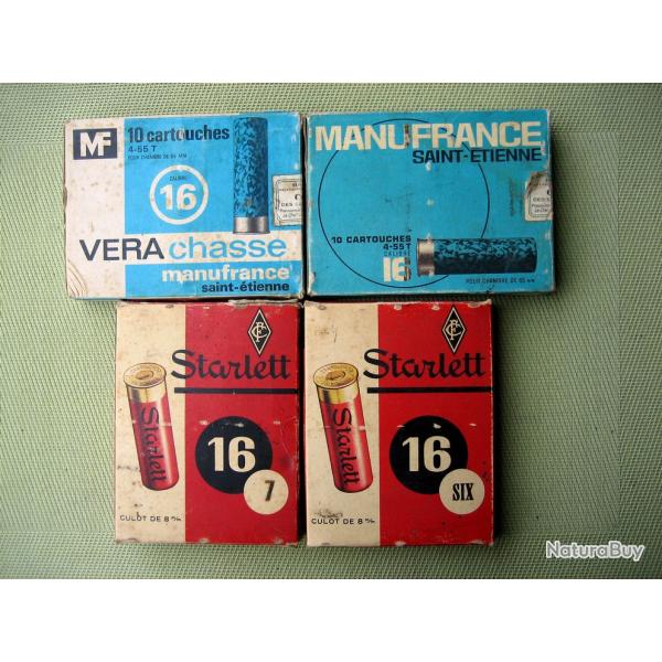 Collection ou usage...  Lot de 4 boites de cartouches cal 16  vides