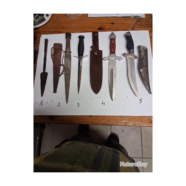 armes blanches, lot de 5 armes blanches