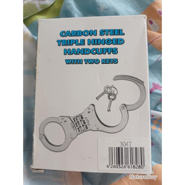 Carbon Steel triple hinged handcuffs
