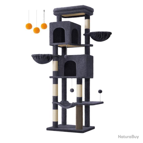 Arbre � chat tour � chat de 175 cm de haut abri � chat multi-niveaux avec 2 niches 2 paniers 5 grif