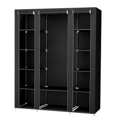 Armoire de rangement XXL penderie dressing en tissu non-tiss&eacute; 175 x 150 x 45 cm noir 12_0004008