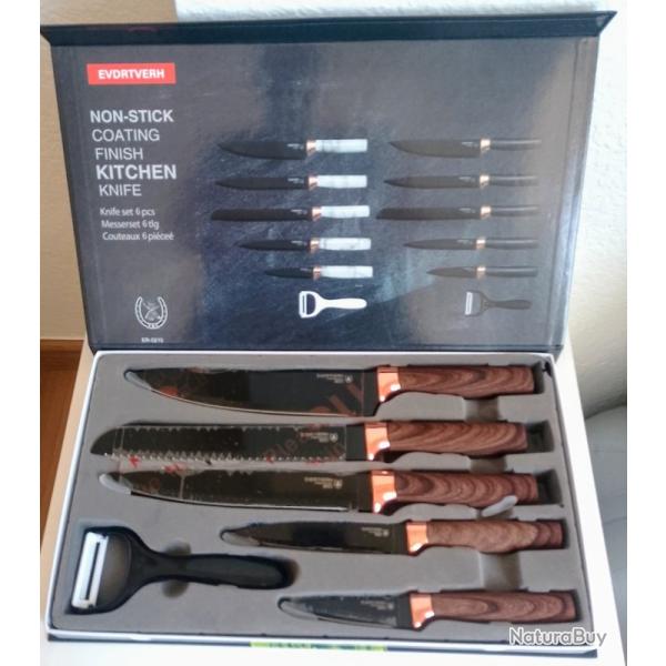 Ensemble de 5 couteaux et de un �plucheur. Neuf. En coffret